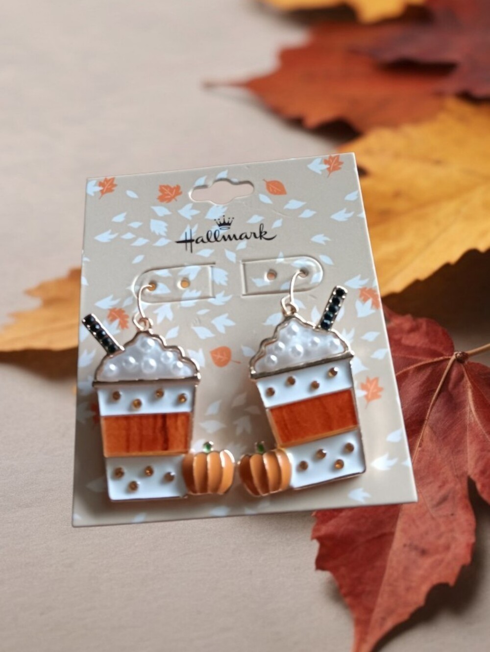 Fall Earrings of Pumpkin Spice Cups - Picture 2 of 5